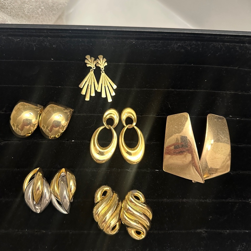Vintage bundle  Gold and Silver Women's statement Earrings Set